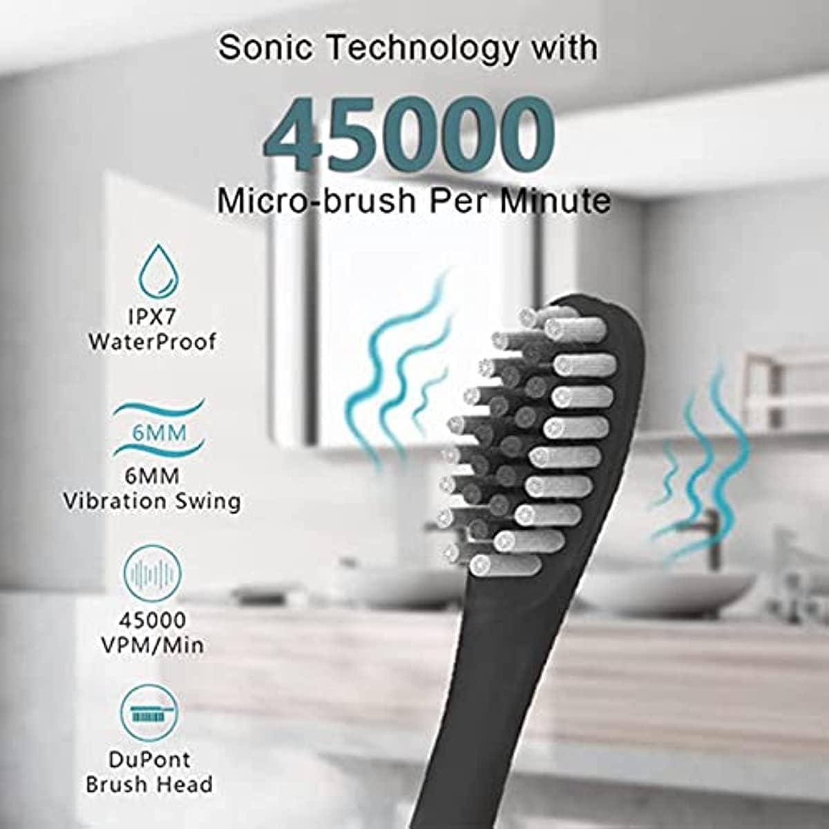 6 Modes Sonic Electric Toothbrush for Adults Kids Smart Timer Rechargeable Whitening Toothbrush Waterproof 4 Brush Head Rechargeable Whitening Toothbrush IPX7 Waterproof | Tooth brus
