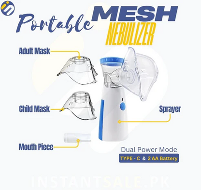 Portable Mesh Nebulizer Machine for Kids & Adults | Handheld Inhaler for Home & Travel