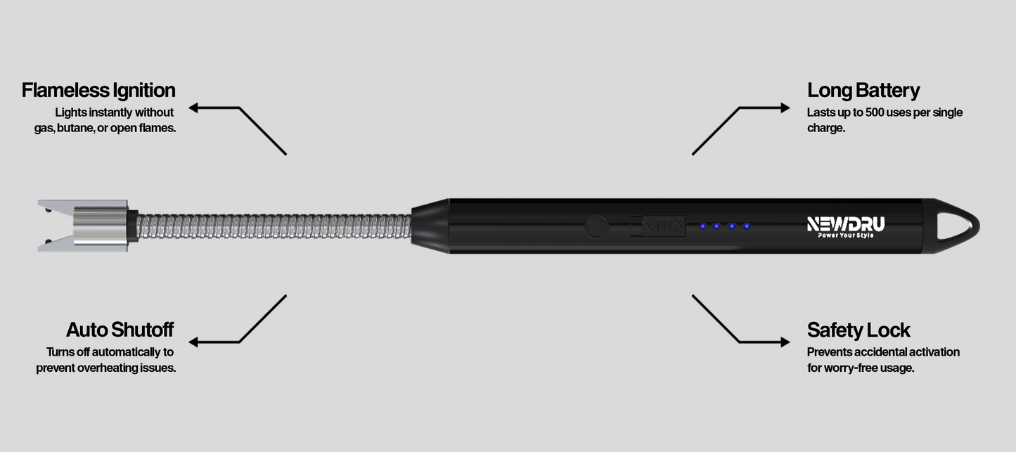 ARC Electric Lighter Windproof USB Rechargeable Long Twist Neck