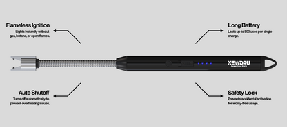 ARC Electric Lighter Windproof USB Rechargeable Long Twist Neck